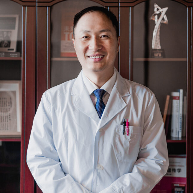 He Jiankui in his office in Sanya, Hainan, China in August 2024.