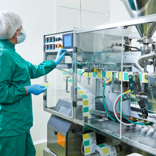 a worker handles a labeling machine at a pharmaceutical factory – coverage from STAT