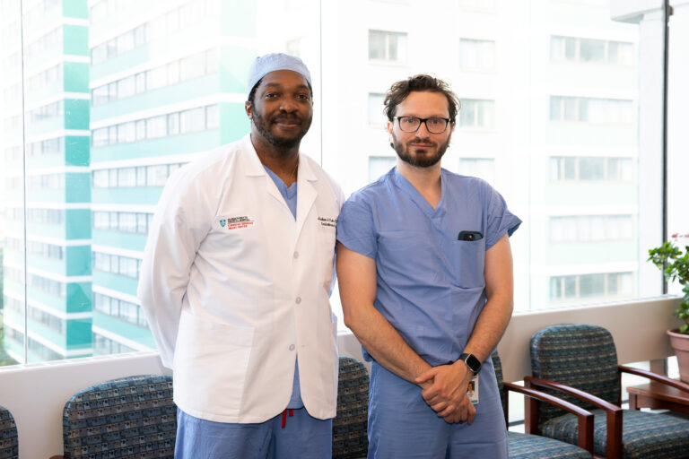 Physicians Asishana Osho, (left) and Ali Rabi at Massachusetts General Hospital.